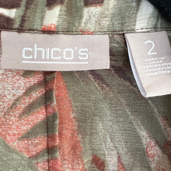 “Chico’s” Blazer Cardian Tropical Resort Print in Earth Tones - Picture 6 of 7